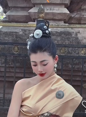 云南傣族假发包黑色自然色棕色成人款摄影服装配饰品舞蹈丸子头