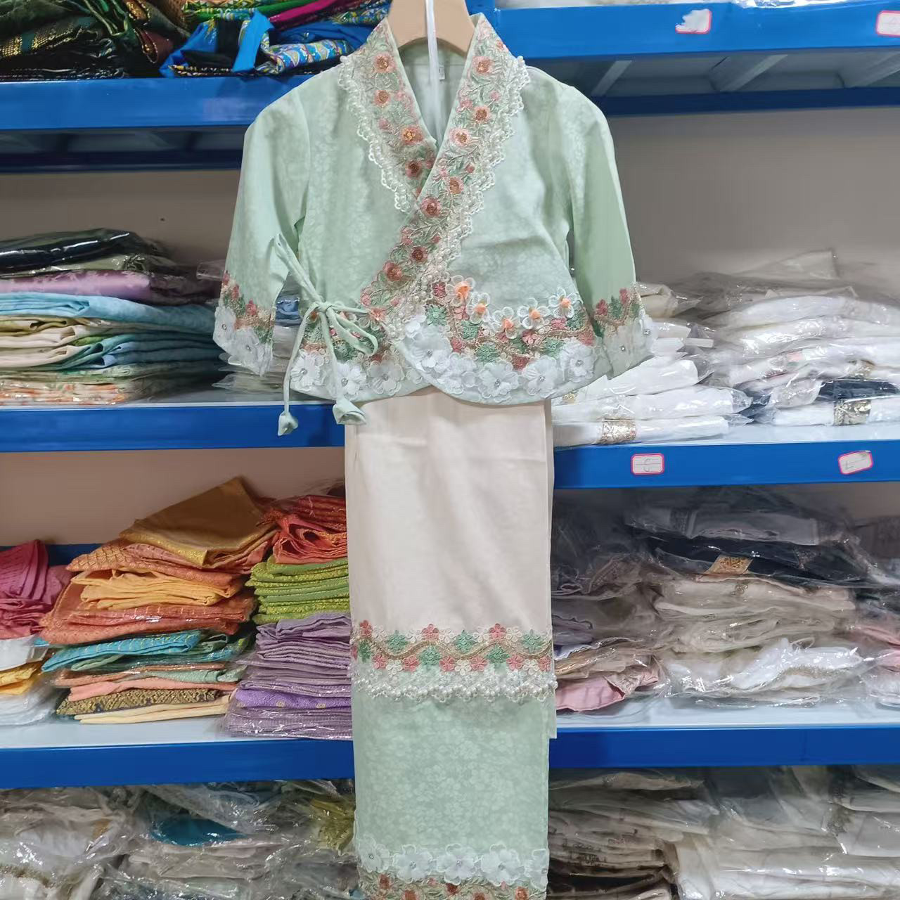 云南傣族民族服传统长袖女童新款泰式重工花边日常套装舞蹈旅拍款