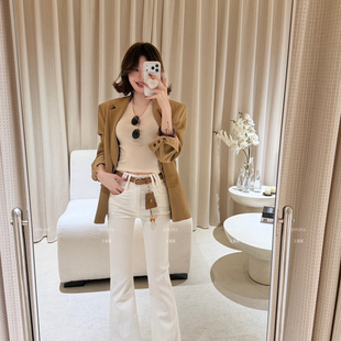 ZONANA左那那-洗遮胯弹力紧身微喇裤牛仔裤(配腰带,挂件)YS-9016