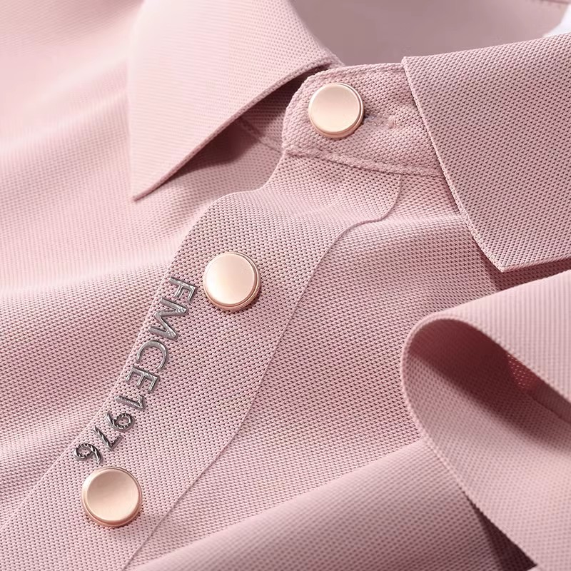 轻奢级夏季无痕压胶冰丝polo衫男士短袖修身商务烫金字母翻领t恤