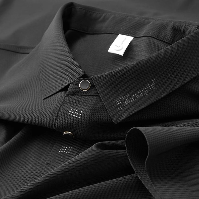 高端男士polo衫夏季无痕冰丝短袖修身商务弹力薄款翻领短袖t恤男