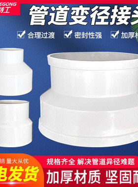 变径接头pvc管大小头排风管道转换口连接件烟管变径圈150 100 75