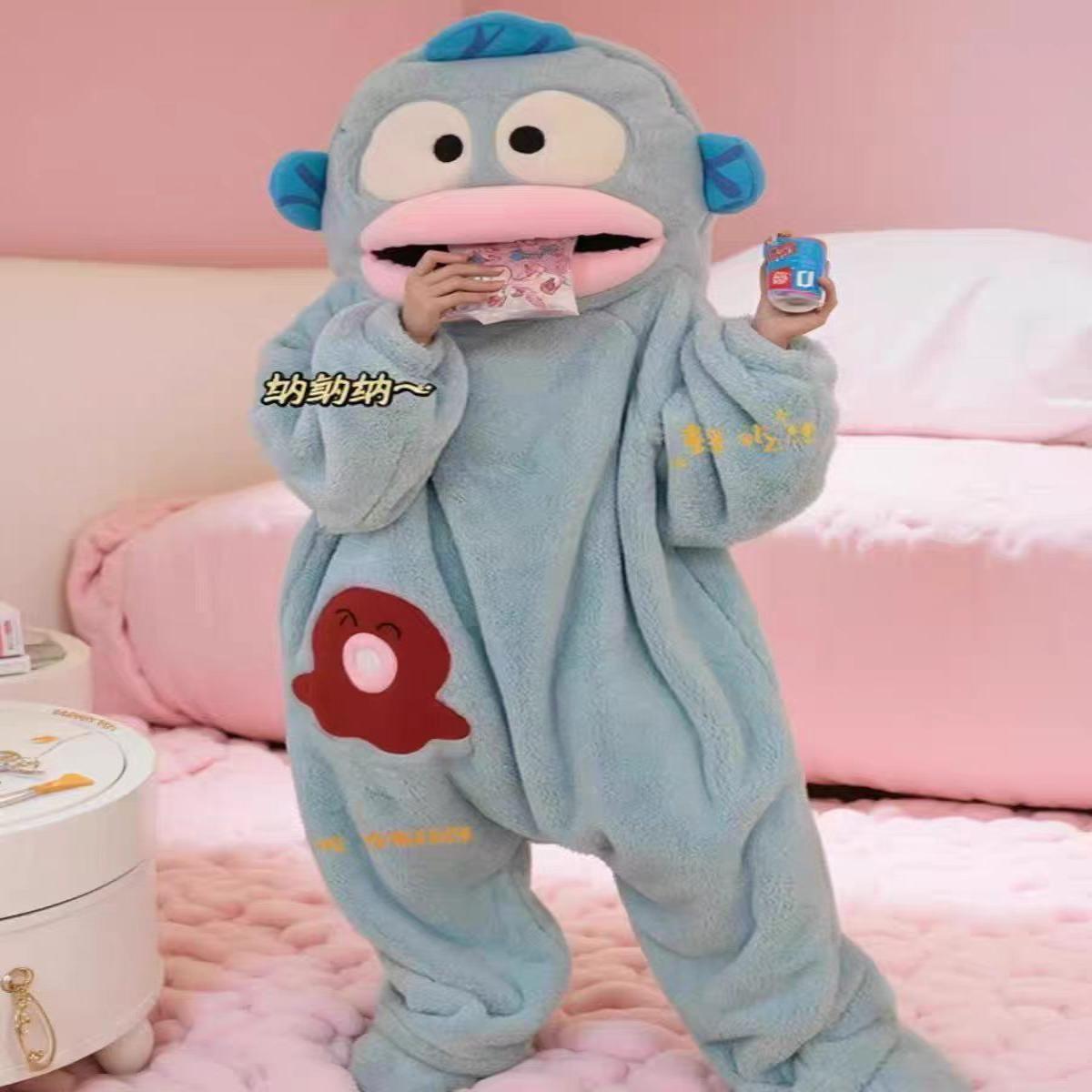 丑鱼连体睡衣男女珊瑚绒加厚保暖