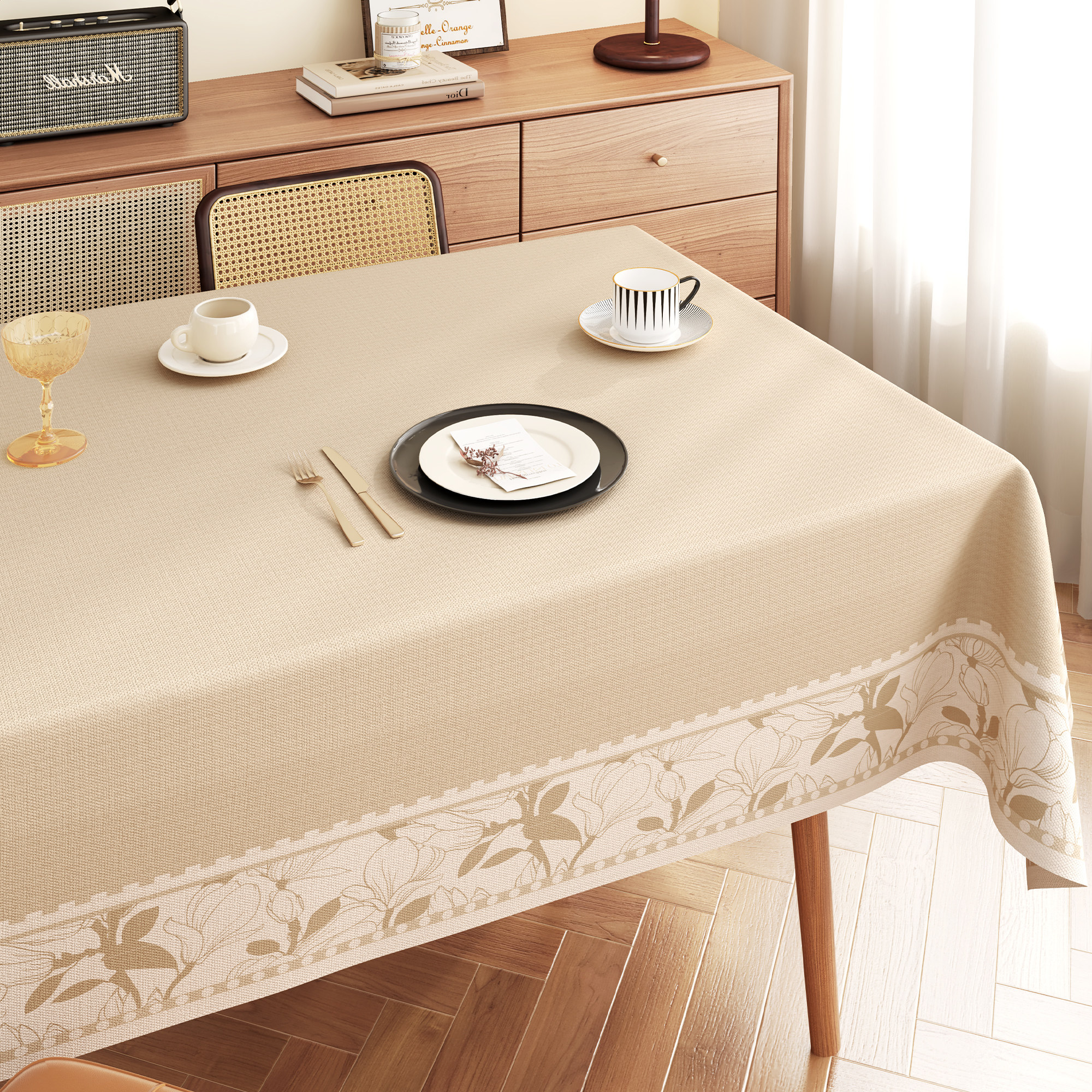 侘寂风餐桌布免洗防油防水防烫轻奢高级感茶几台布长方形pvc盖布,居家布艺,桌布,淘宝优惠券,粉丝福利购,淘宝优惠卷