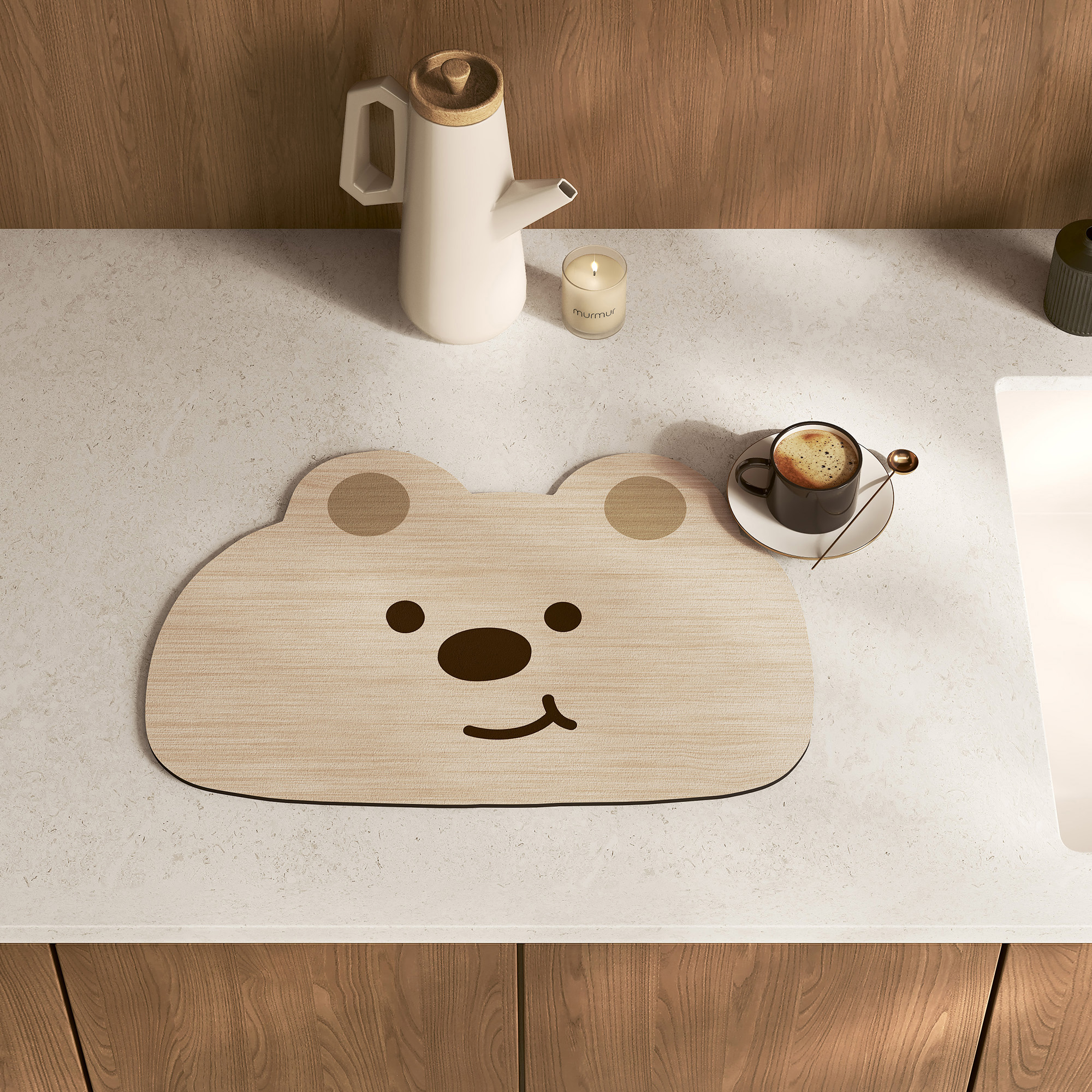 家用卡通厨房地垫台面沥水垫矽藻泥吸水凉垫水池杯垫子隔热餐具垫