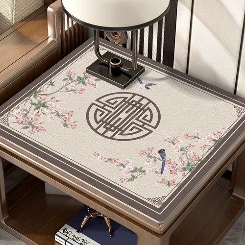 新中式床头柜桌布防水免洗皮革