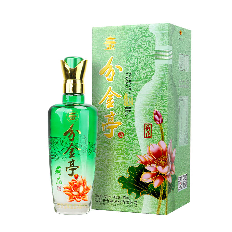 分金亭荷花礼盒装42度500ml浓香型纯粮食白酒国标优级江苏名酒