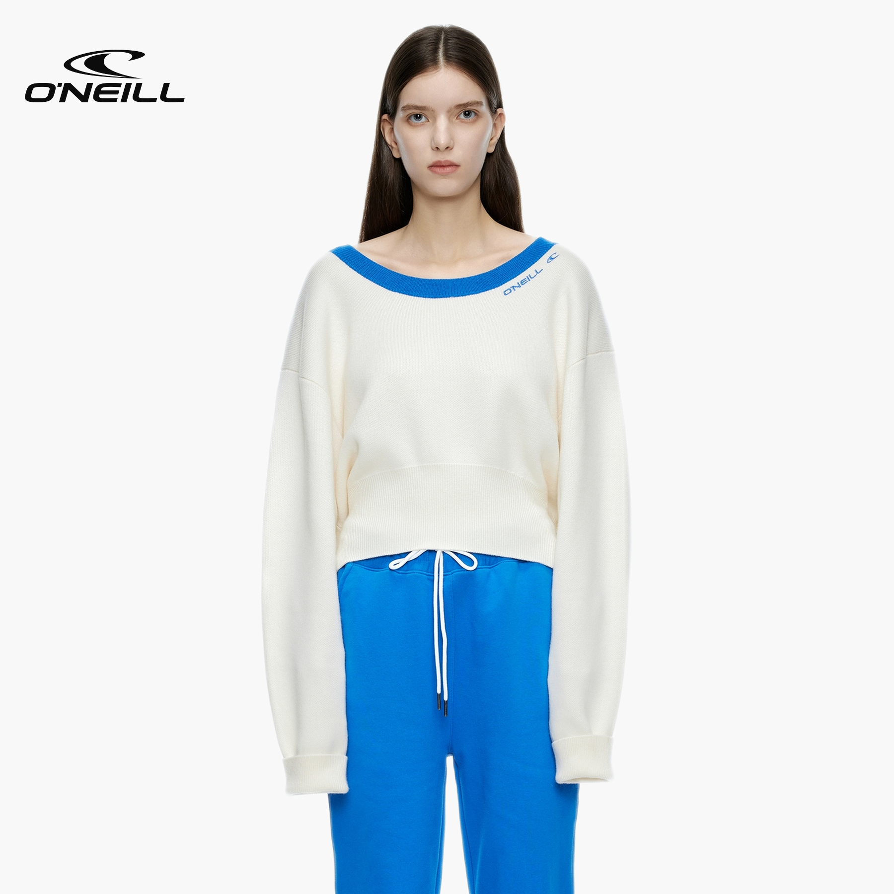 O'Neill撞色长袖针织衫圆领