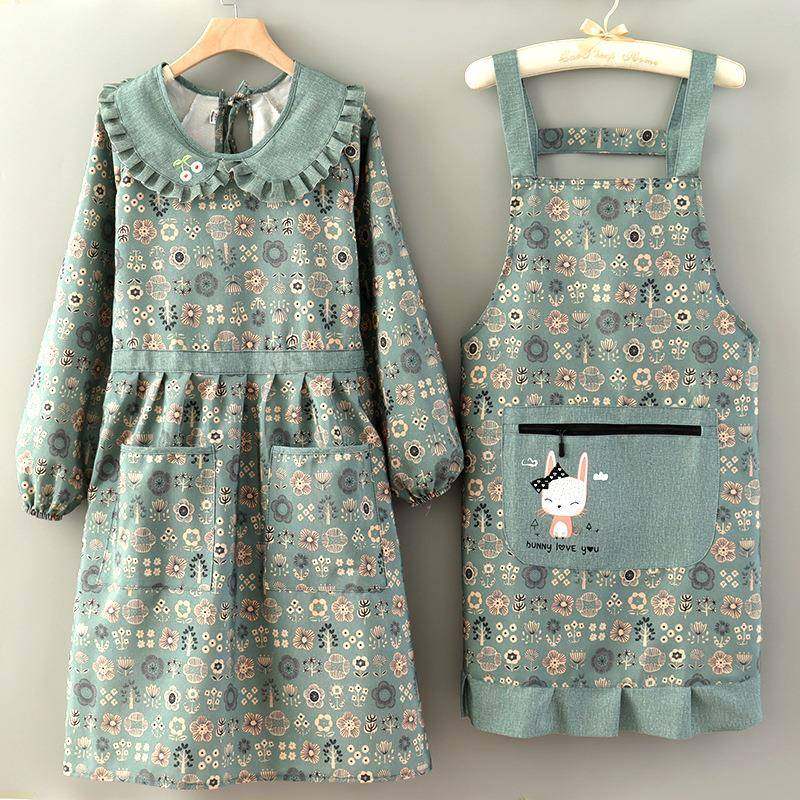 帆布厨房做饭围裙长袖罩衣工作耐磨透气布料新款时尚上班女士画画,家庭/个人清洁工具,一次性围裙,淘宝优惠券,粉丝福利购,淘宝优惠卷