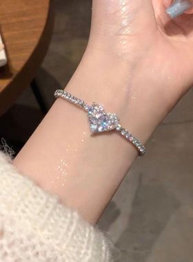 浪漫上满钻锆石可调节手链女小众设计时尚简约轻奢感手链
