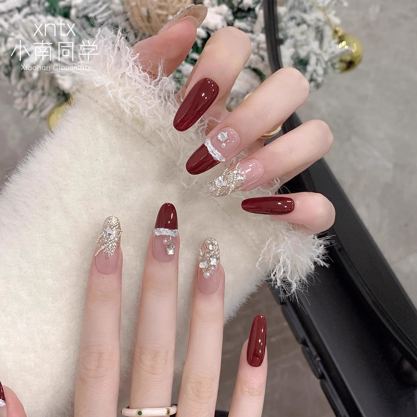 【本命年红色战甲】结婚闪钻美甲