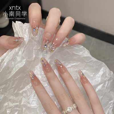 【冰透显白】气质闪钻美甲穿戴甲