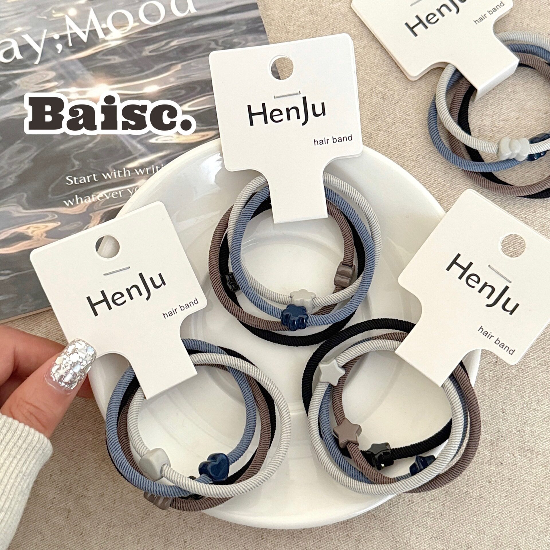 个性创意新款渐变灰高弹力头发皮筋少女扎头绳发饰发圈