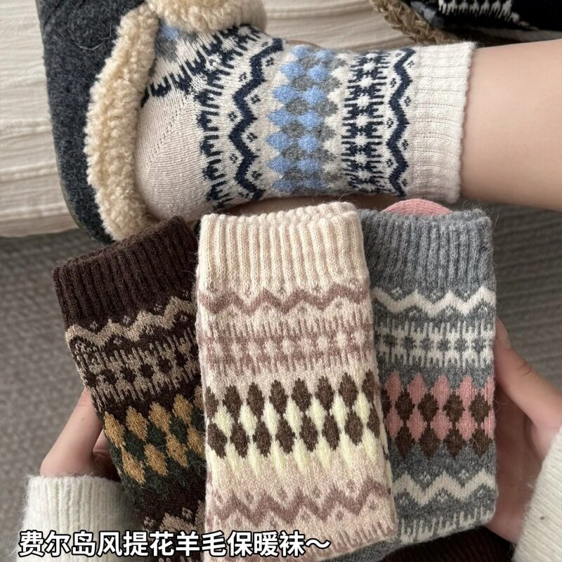 古民族风羊毛袜厚款堆堆袜月子袜