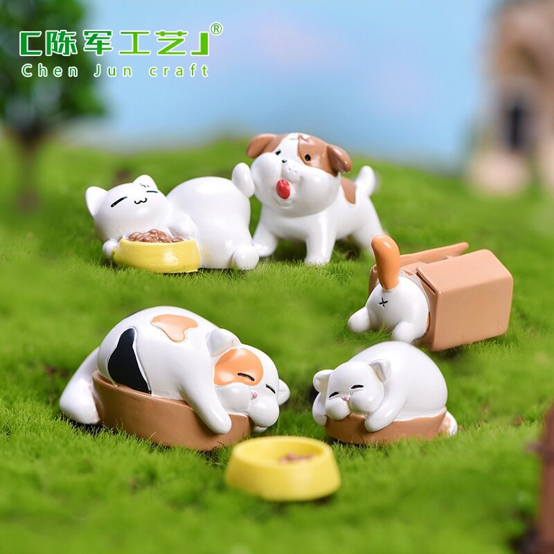 小摆件纸箱猫狗可爱树脂动物配件
