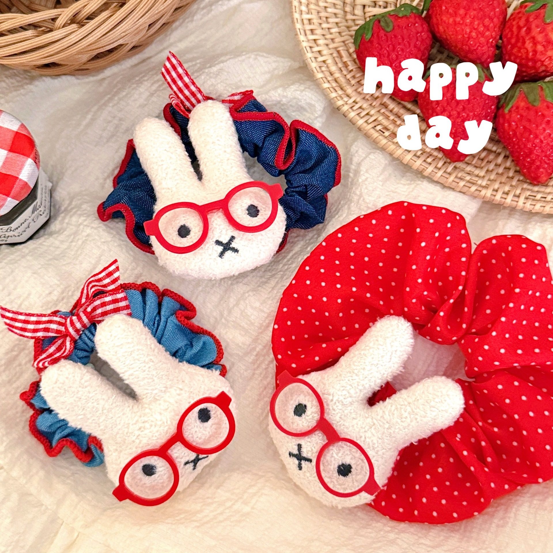 义乌小商品可爱古早眼镜小兔发圈少女时尚发绳牛仔马尾皮筋发饰气,饰品/流行首饰/时尚饰品新,发饰,淘宝优惠券,粉丝福利购,淘宝优惠卷