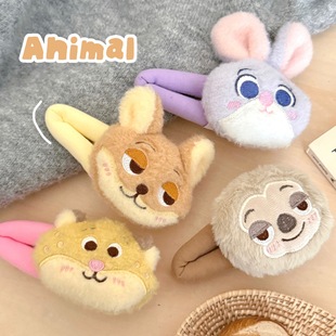 个性创意秋冬季卡通可爱萌宠公仔掰掰夹毛绒发夹刘海夹少女甜美碎