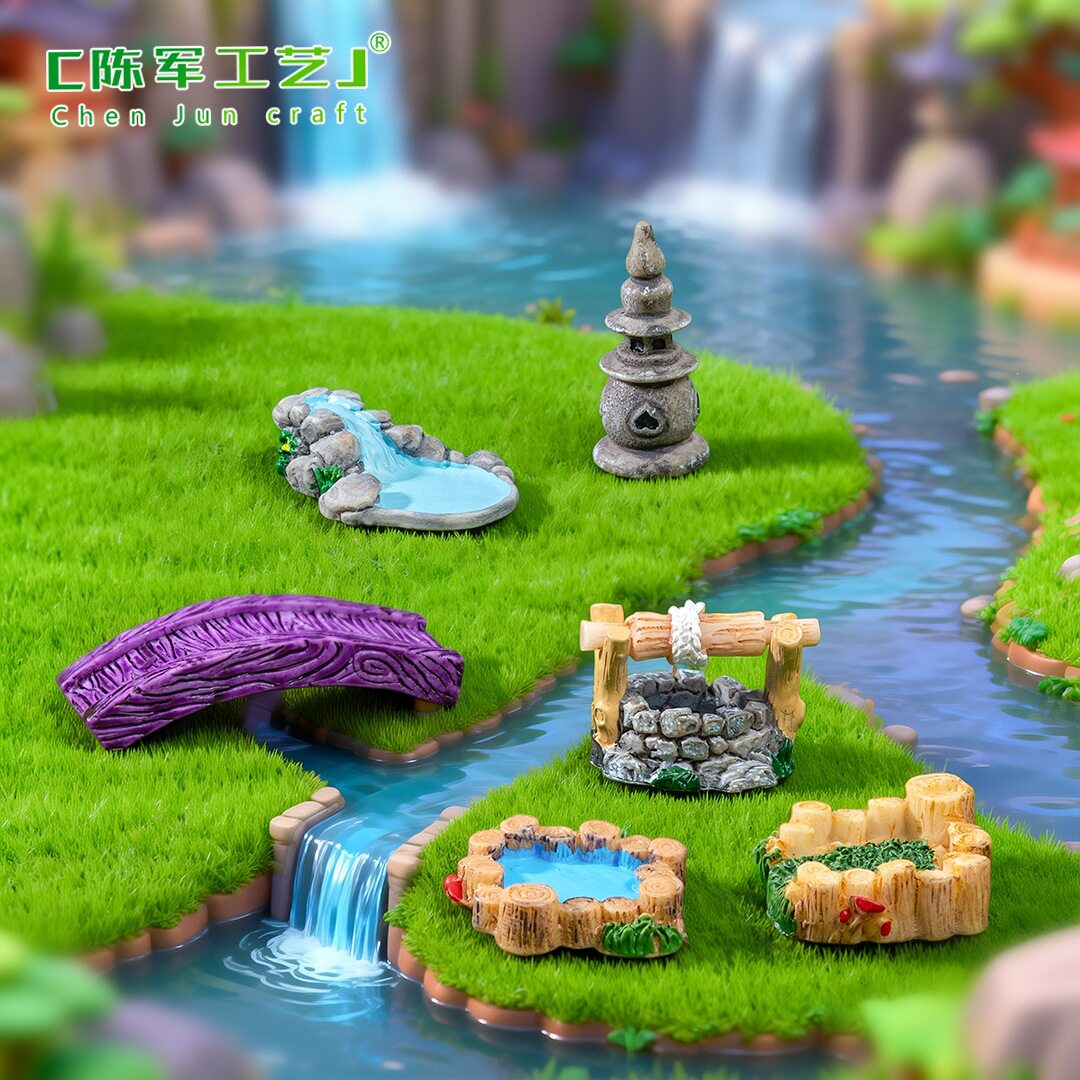 树脂摆件西湖灯塔水池场景小桥流
