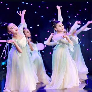 儿童古典舞演出服清庭云月舞蹈服身韵纱衣江南舞韵扇子舞团扇道具