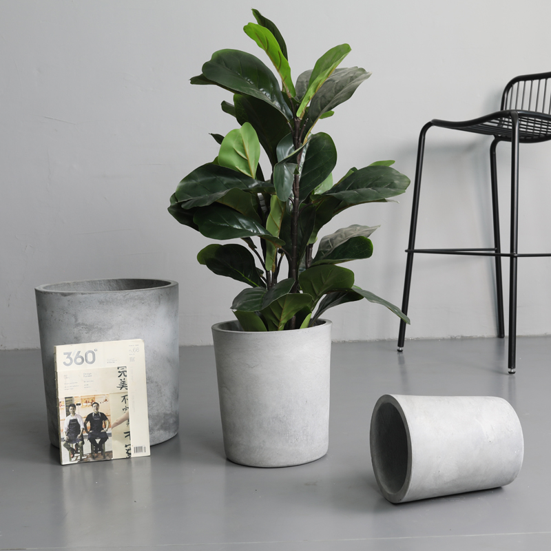 圆柱形镁泥水泥花盆花箱种植箱户外庭院阳台花卉绿植盆景北欧简约