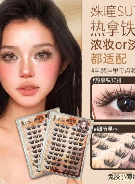 热拿铁自然清透单簇假睫毛