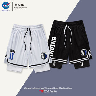 独行侠欧文东契奇篮球裤三分裤速干透气运动短裤假两件跑步健身裤