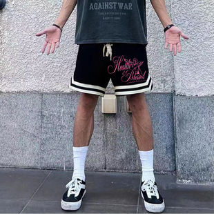 美式篮球短裤男青少年潮流休闲五分裤丘比特印花夏季速干网眼球裤
