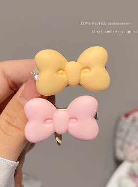 发夹磨砂树脂甜美蝴蝶结鸭嘴夹