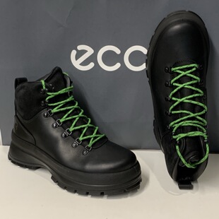 ECCO爱步男鞋厚底马丁靴防水减震撞色美式工装靴皮靴550604踪迹30