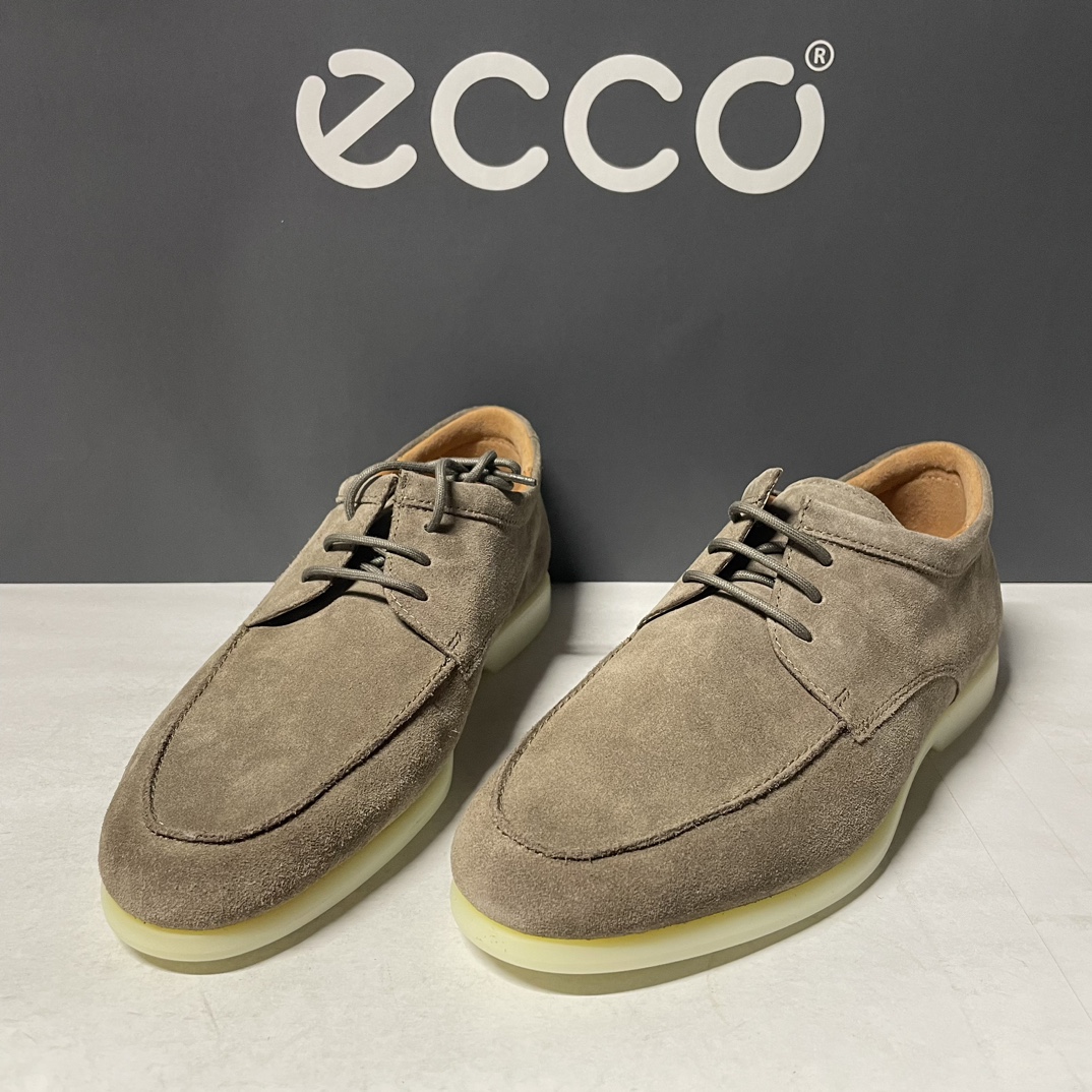 ecco爱步休闲男鞋春秋款系带通勤德比鞋 牛皮剖层鞋面521614