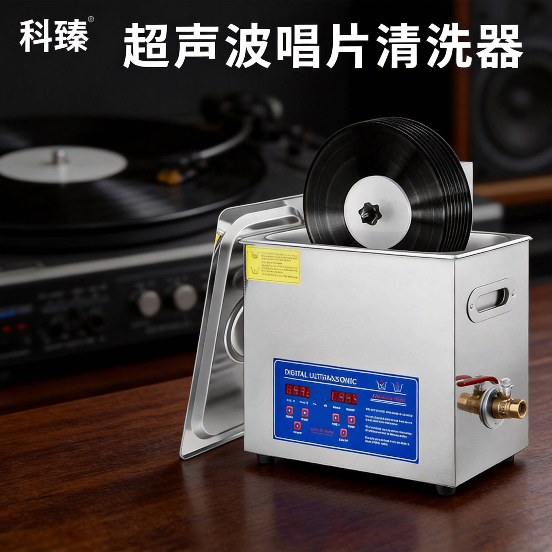 黑胶唱片超声波清洗机不锈钢自动支架DJ碟6L小型超声波清洗器