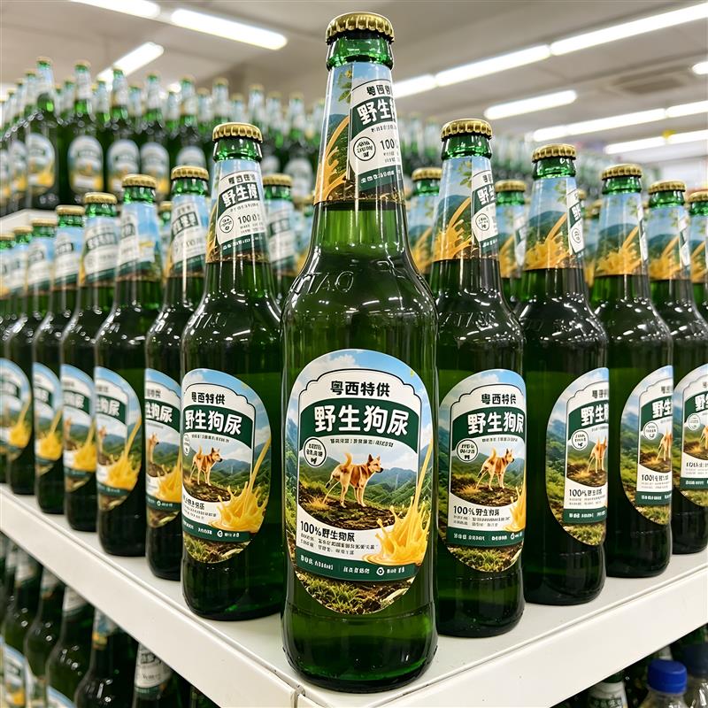 现货!野生狗尿贴纸粤西特供diy不干胶啤酒瓶装饰贴抽象整蛊道具
