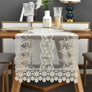 高端定制蕾丝绣花桌旗白色茶几餐桌电视柜床头柜梳妆台五斗柜盖巾
