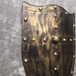 罗马骑士盾牌中式复古盾牌金属中国古代盔甲影视道具摆件玄关壁挂