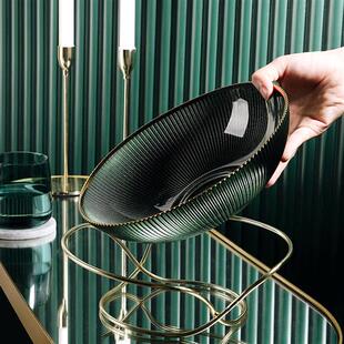 轻奢玻璃水果盘客厅家用茶几办公室摆件点心零食瓜子干 干果盘糖