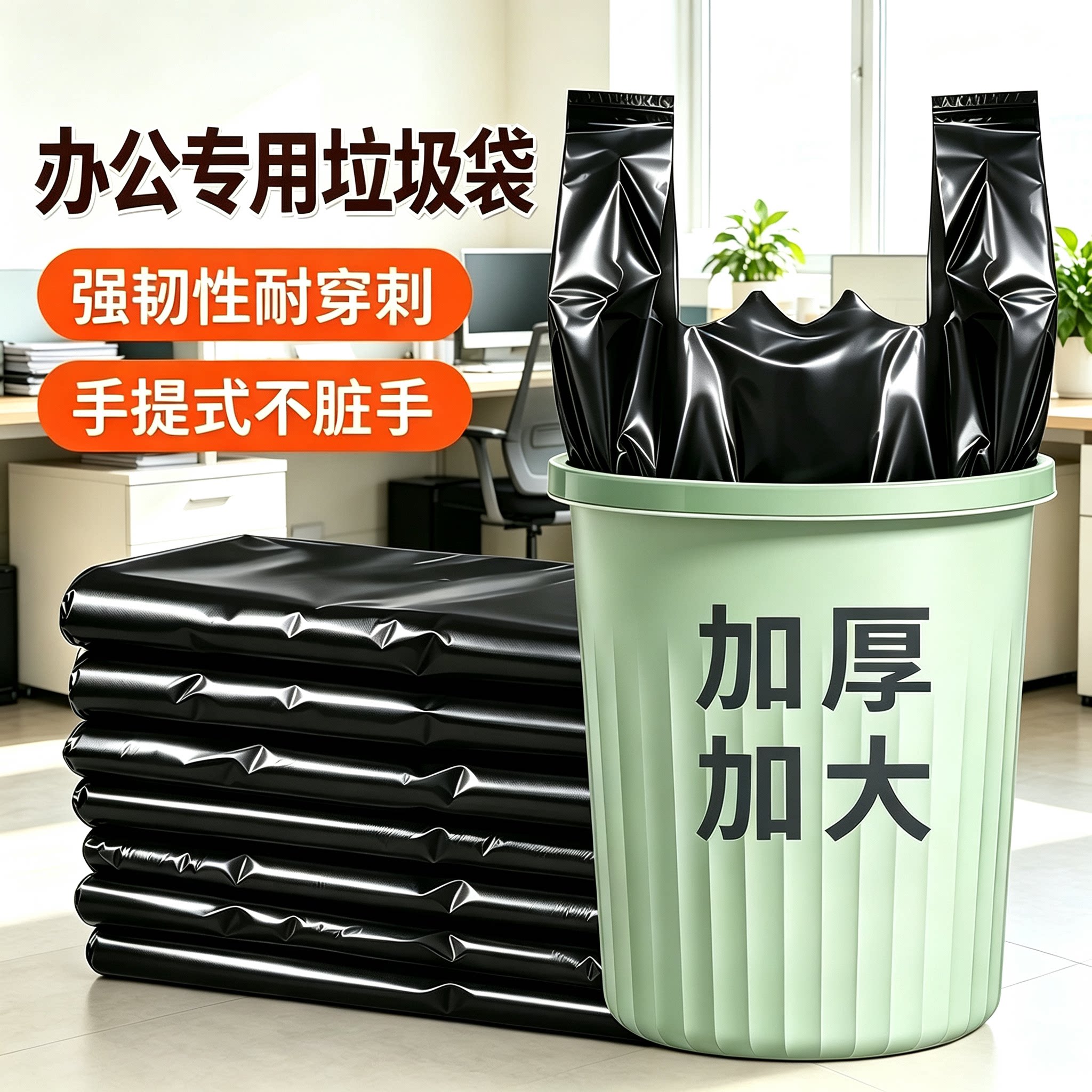 加厚办公室黑色垃圾袋图片