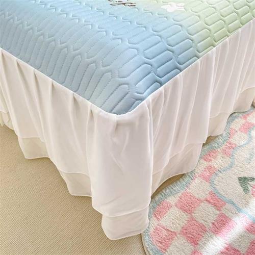 乳胶凉席床裙夏天季冰丝软席子三件套可水洗折叠空调单人床单床盖