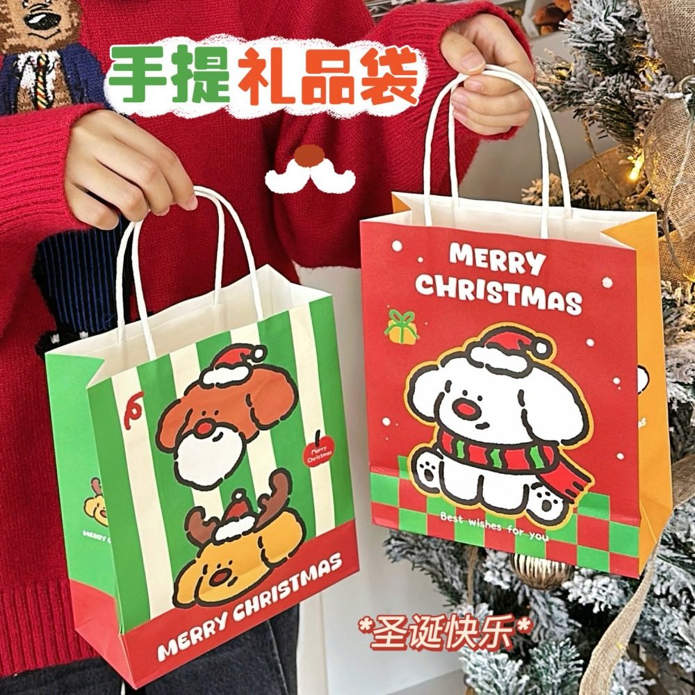 新款原创可爱圣诞礼品袋少女心礼物装饰纸袋百搭手提袋零食包装袋