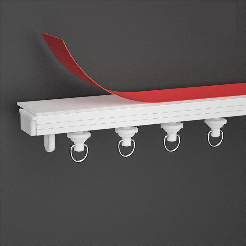 免打孔安装轨道带粘条挂帘式好拉