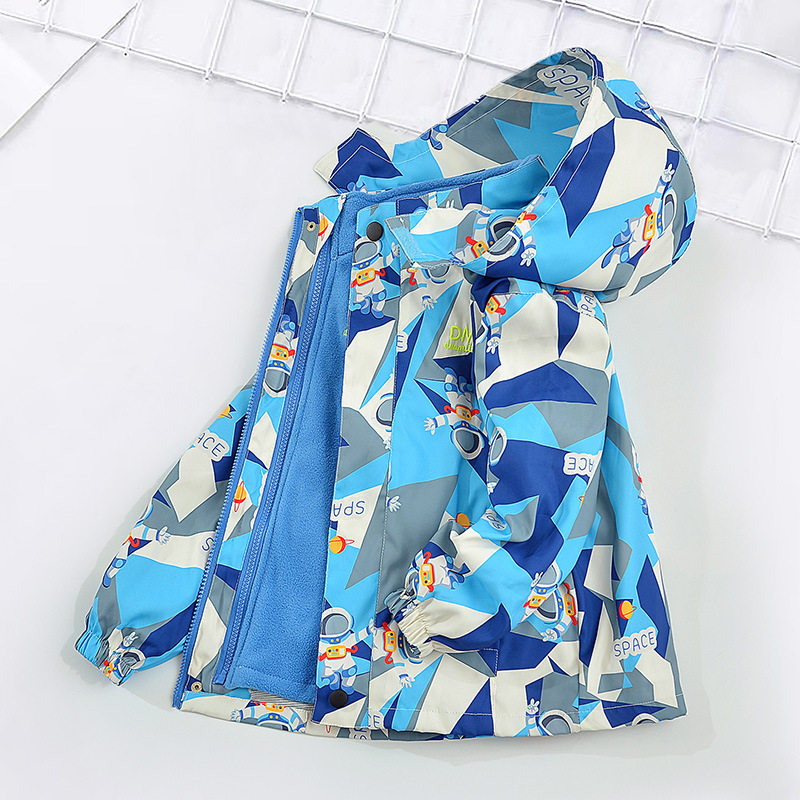 品牌专柜男童冲锋衣儿童春秋新款外套三合一可拆卸防风衣摇粒绒潮