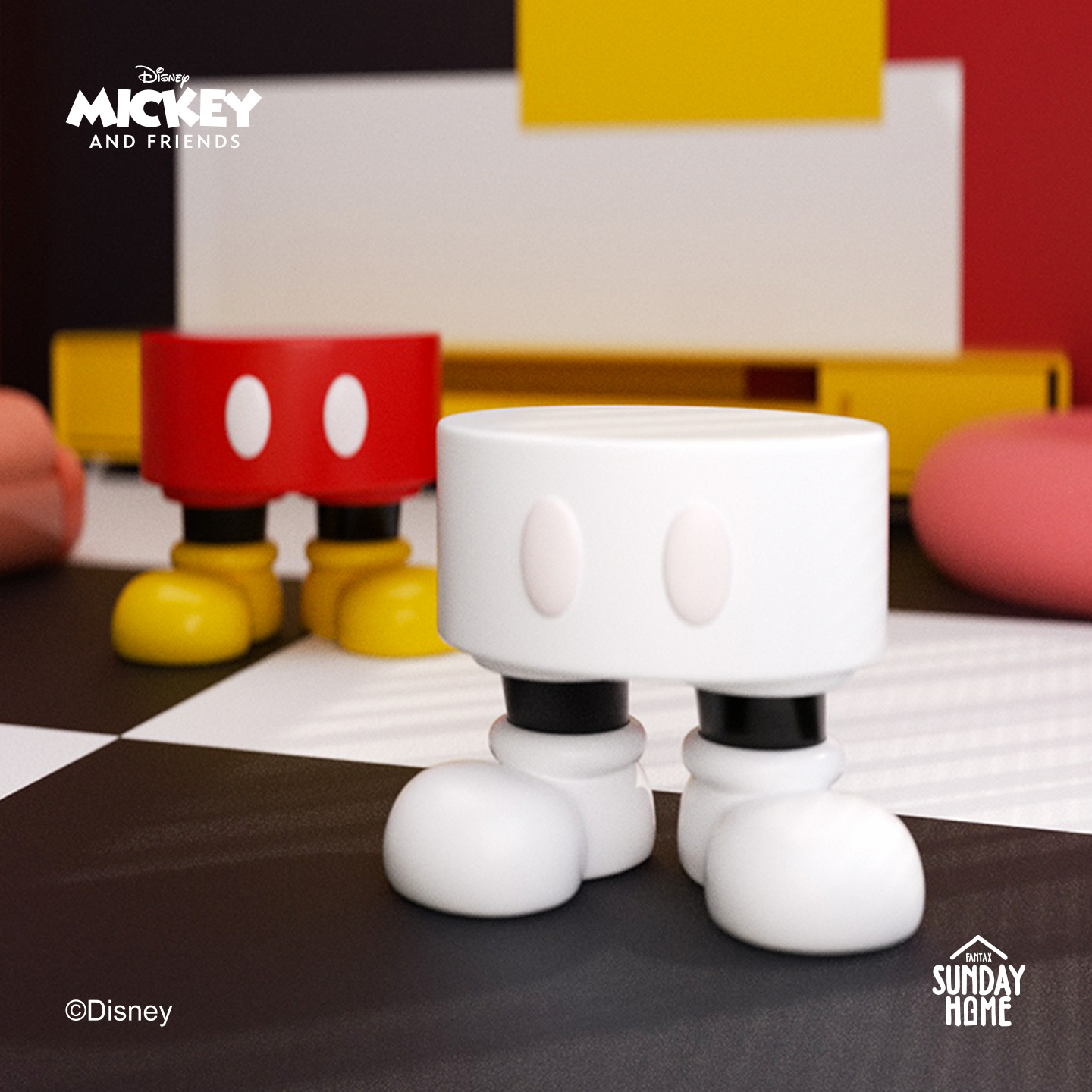 SUNDAY HOME 白色米奇小矮凳迪士尼正版摆件家居饰品换鞋凳小凳子
