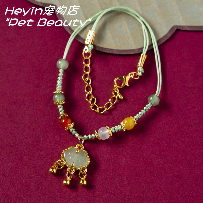 新中式猫铃铛项链长命锁