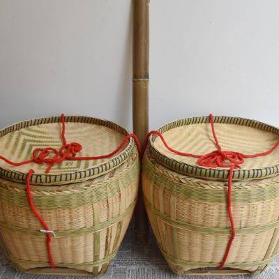 手工竹编筐家用大篓子喜事竹筐淘米收纳筐竹篮装谷竹箩筐簸箕包邮