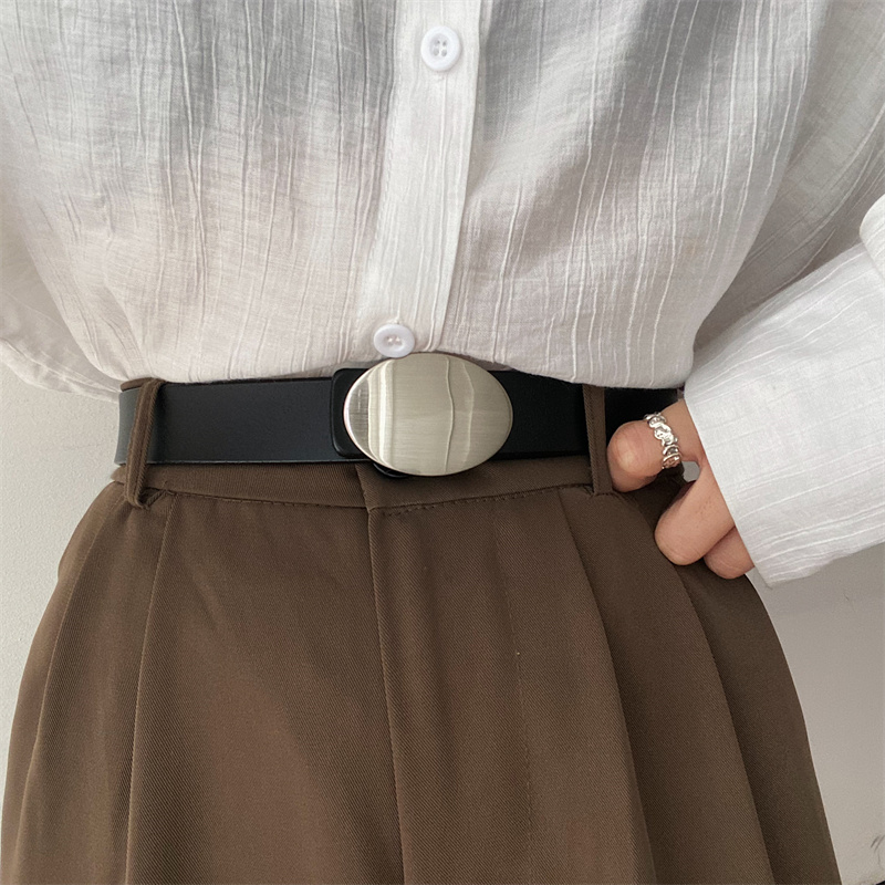 镜面百搭男女真皮腰带皮带