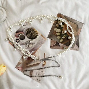 白色珍珠夏季 饰夏收腰腰链腰封女 裙腰带女士连衣裙高级感配裙子装