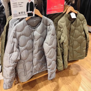 日本试衣间男装高级轻型轻薄羽绒服圆领V领保暖内胆打底茄克外套