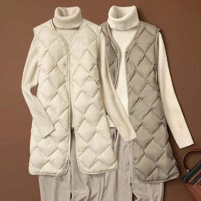日本优羽绒马甲女V领内胆