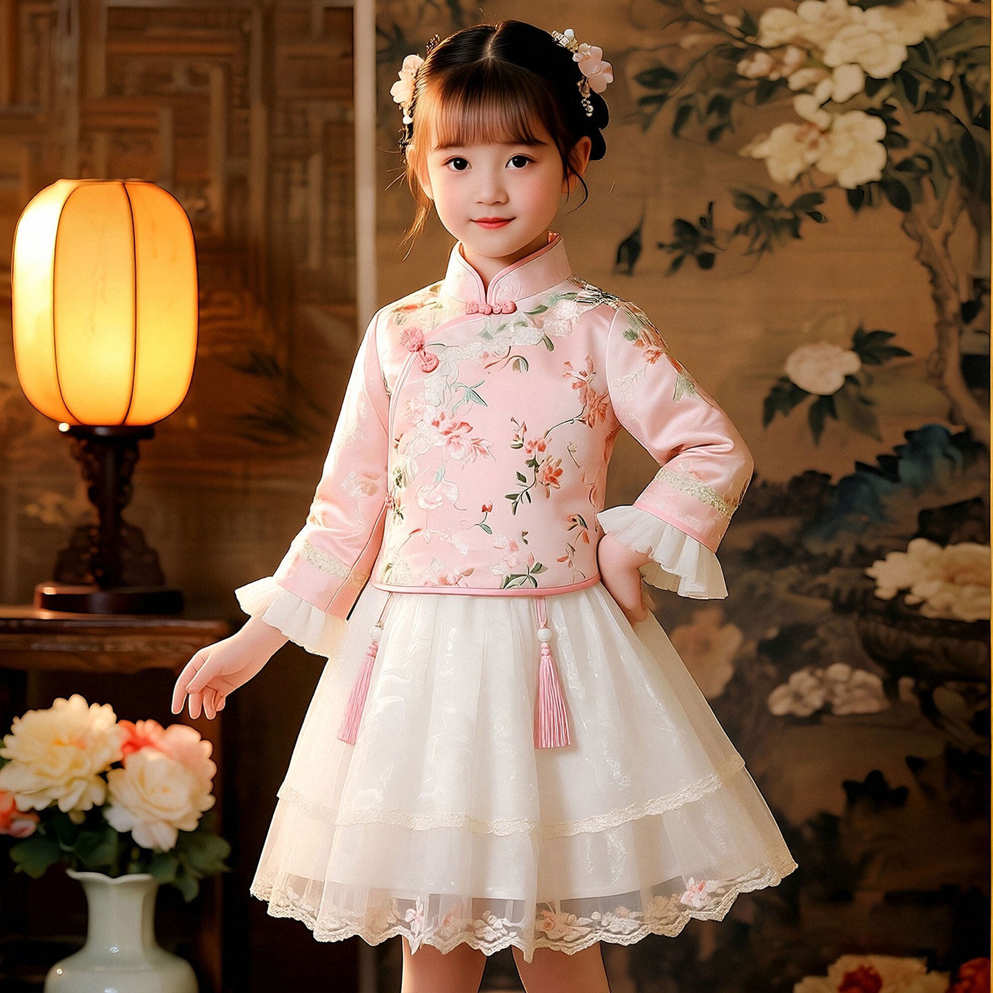 女童古风连衣裙春秋儿童绝美汉服公主裙春装小女孩巨好看洋气裙子