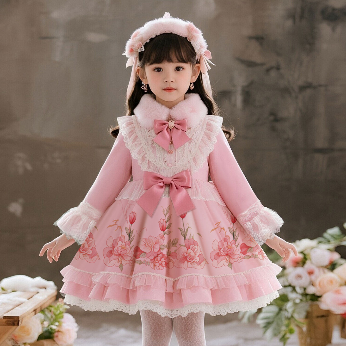儿童连衣裙女孩冬装洛丽塔公主裙