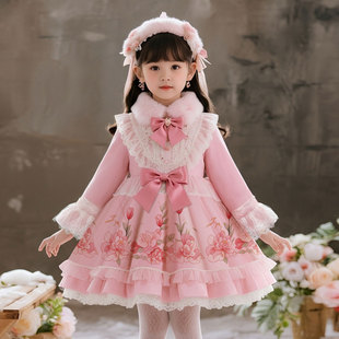 儿童连衣裙冬季小女孩洋气小公主冬装裙子洛丽塔女童绝美公主裙冬